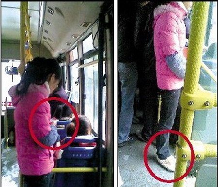 网贴曝重庆公交女售票员车上穿拖鞋看小说