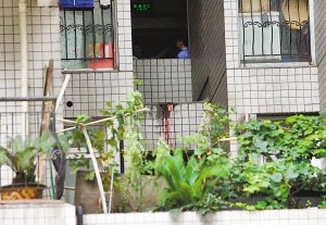 两女孩正在等电梯 突然楼上掉下一个人(图)_社