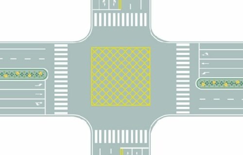a,中心圈 b,导流线 c,网状线 d,停车区 正确答案:c 589)图中圈内两条