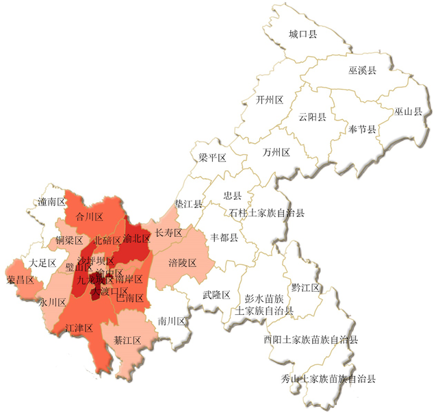 2018年重庆专利创新百强行政区划区域分布图图片