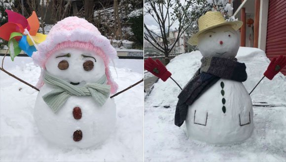 有创意!一场大雪造就了各式各样的雪人