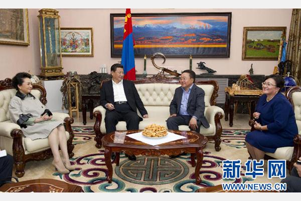 习近平同蒙古国总统额勒贝格道尔吉再次会晤