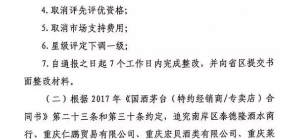 茅台处罚15家重庆经销商：暂停茅台酒业务办理