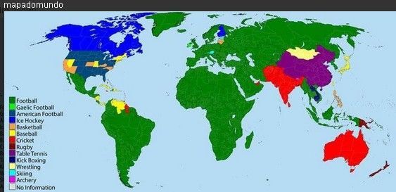 体育世界地图:欧洲南美足球统治 中国乒乓球
