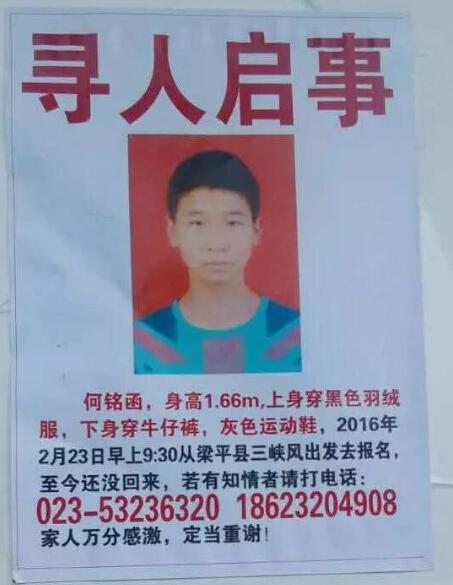 小何家人印发的寻人启事.受访者供图