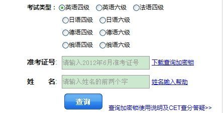 往年四级成绩查询