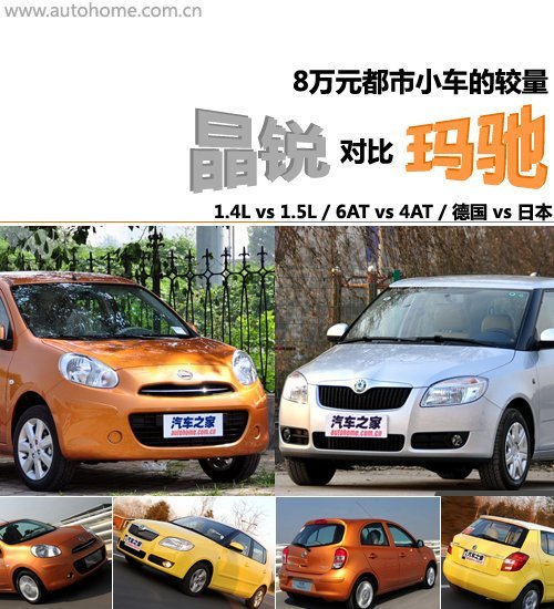 8万元都市小车的较量 晶锐对比玛驰 高清图片