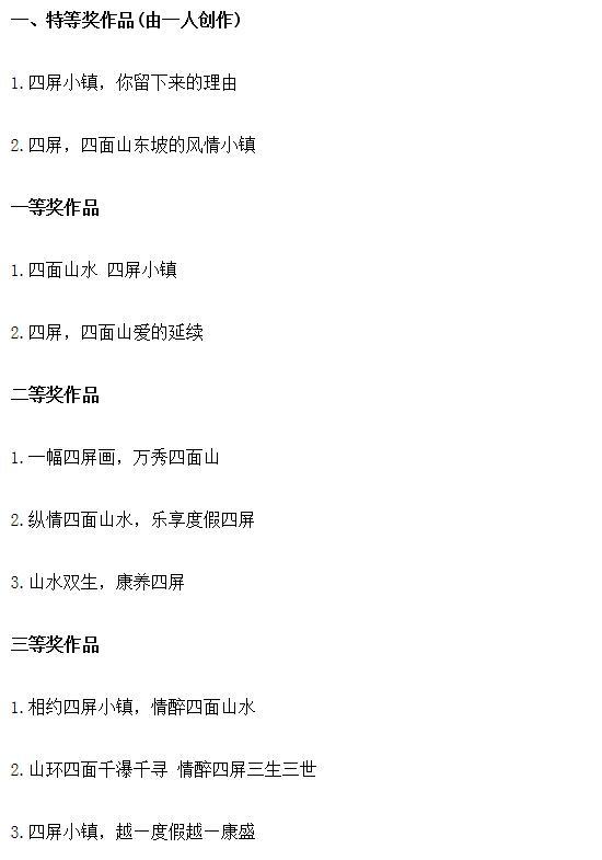 四面山旅游度假区形象宣传语中奖名单出炉