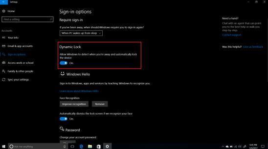 Windows 10新功能:用户离开就自动锁屏