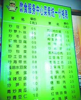 5毛钱一份菜 贴心大学食堂爆红(图)