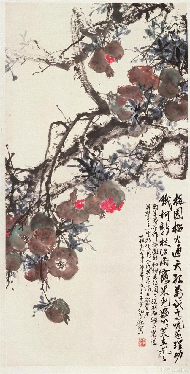 于希宁《石榴》136x68.5cm1979年国画第五届全国美展中国美术馆藏