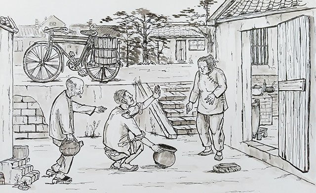 从花木掩映的天井后面，祖母端出那个黑陶罐子