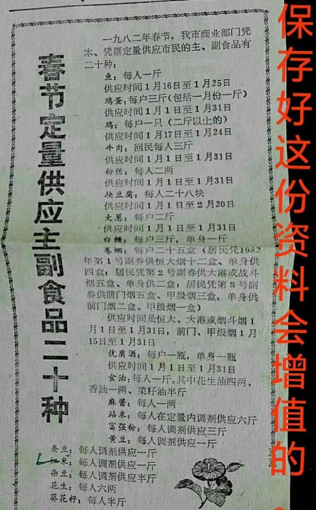 春节定量供应主副食品二十种 春节定量供应主副食品二十种
