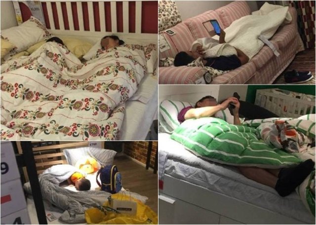 睡在宜家的人们