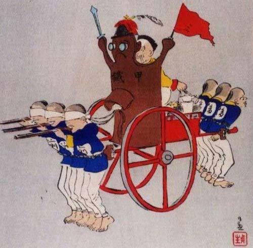 甲午战争中,日本媒体上对清军的侮辱性漫画. 资料图片