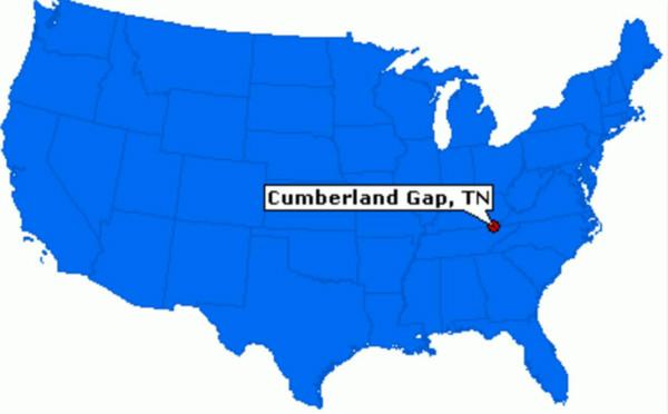 坎伯兰隘口在美国的位置