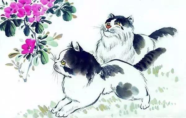 猫同"耄,蝶同"耋,在中国画中,猫碟图是一个固定的主题,寓意着以