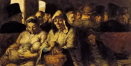 正义理论不是为不平等分配做辩护。图为法国画家杜米埃作品《三等车厢》
