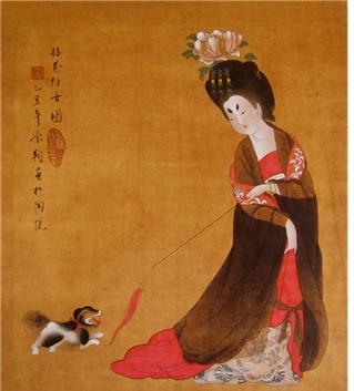 比如说唐代画家周昉的《簪花仕女图》,通过七位宫廷女子的仪态展现了