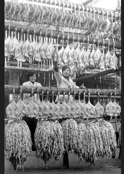 四川什邡县食品部门职工加工板鸭、香肠等传统食品,供应1982年春节市场需要 四川什邡县食品部门职工加工板鸭、香肠等传统食品,供应1982年春节市场需要
