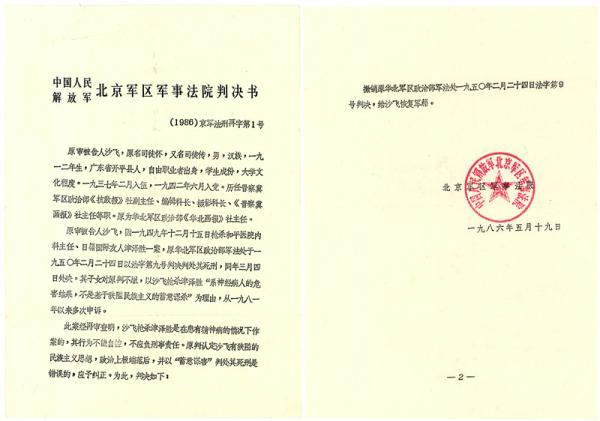 胡耀邦为沙飞平凡起关键作用