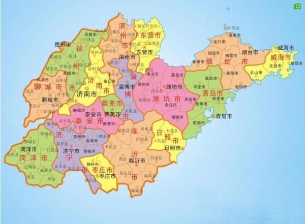 山东省十七地级市地图