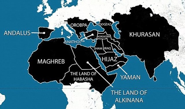 ISIS制作的地图,展示了安达卢西亚的位置 西班牙海鲜饭是阿拉伯人的贡献