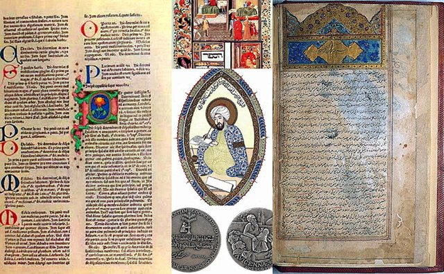 某医学百科全书(右)及其拉丁文译本(左),由波斯哲学家伊本・西拿(Ibn Sina)翻译。在4个世纪中,这本书都是欧洲大学医学研究的参考依据 西班牙海鲜饭是阿拉伯人的贡献