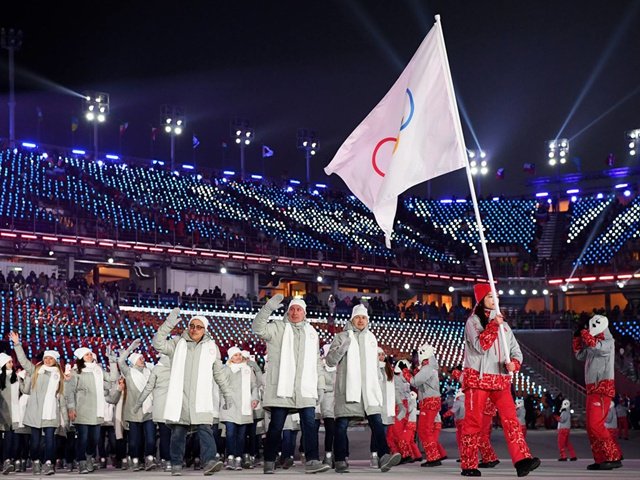平昌冬奥会,169名来自俄罗斯的奥林匹克选手入场 平昌冬奥会,169名来自俄罗斯的奥林匹克选手入场