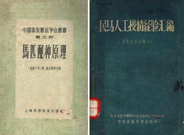 五六十年代出版的畜牧指导书。图片出自罗园渠《中国马匹人工授精简史》 五六十年代出版的畜牧指导书。图片出自罗园渠《中国马匹人工授精简史》