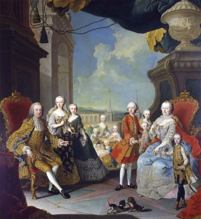 玛丽亚·特蕾西亚与她的家庭成员。1754