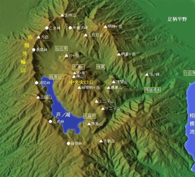 箱根山的三重式火山 东京文学地图:箱根