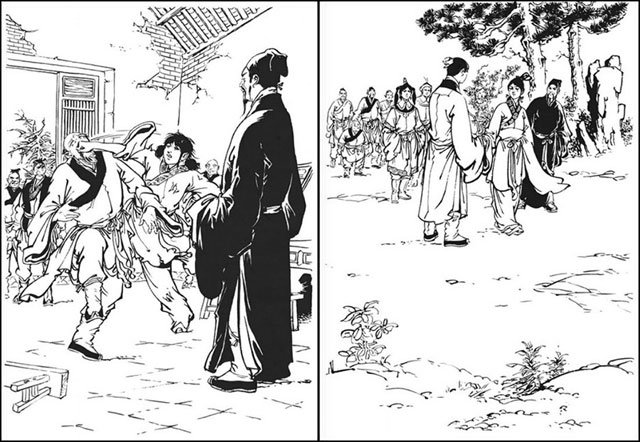 《射雕英雄传》插图,深色衣者为黄药师 《射雕英雄传》插图,深色衣者为黄药师