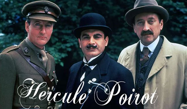 《Agatha Christie's Poirot》第一季中的波洛和黑斯廷斯(左一),1989年上演 《Agatha Christie's Poirot》第一季中的波洛和黑斯廷斯(左一),1989年上演