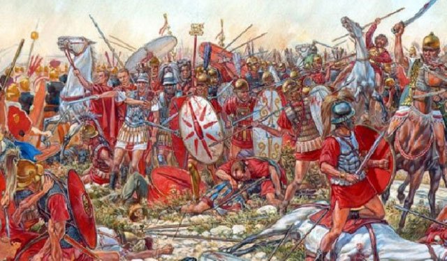 坎尼会战(Battle of Cannae)中,大约六万至七万名罗马士兵战死或被俘。在与汉尼拔的三场战役里,罗马人共损失了五分之一的十七岁以上成年公民。“战败后,无法再信任罗马人的威望”。汉尼拔在坎尼会战的完胜使得“坎尼”成为完胜的代名词。 坎尼会战(Battle of Cannae)中,大约六万至七万名罗马士兵战死或被俘。在与汉尼拔的三场战役里,罗马人共损失了五分之一的十七岁以上成年公民。“战败后,无法再信任罗马人的威望”。汉尼拔在坎尼会战的完胜使得“坎尼”成为完胜的代名词。