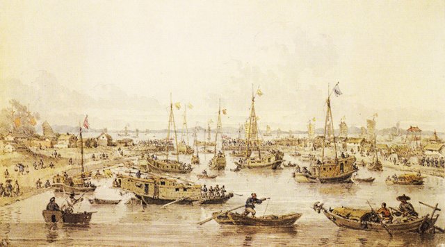 英国画家亚历山大绘乾隆五十八年(1793年)运河航运图景 运河之水天上来