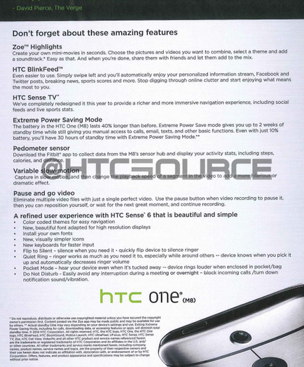 HTC内部培训资料曝光 称One M8五方面优于S5