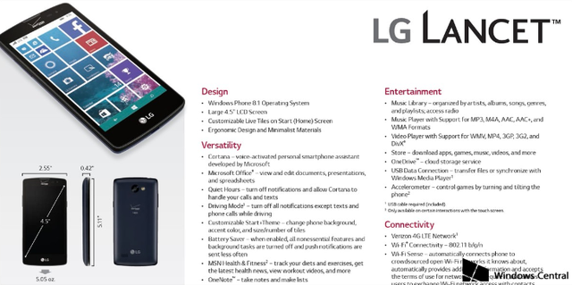 新款WP手机LG Lancet或于5月21日发布