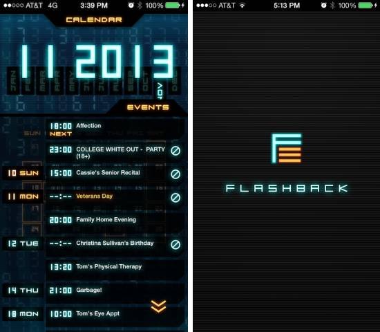 日历应用Flashback 极具未来科技感的超酷界面