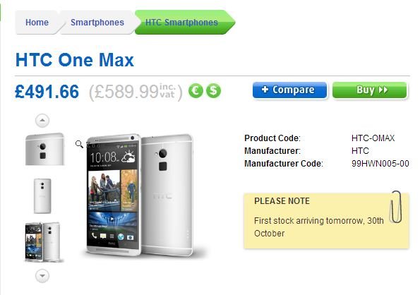 HTC One max英国开卖 售价高达5700元