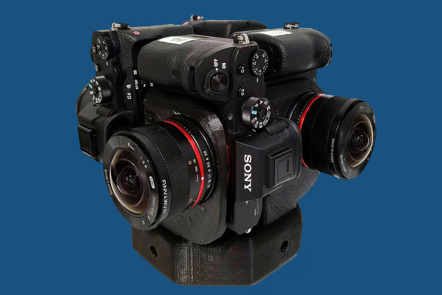 有了这个3D打印底座 能架设4台相机录制全景