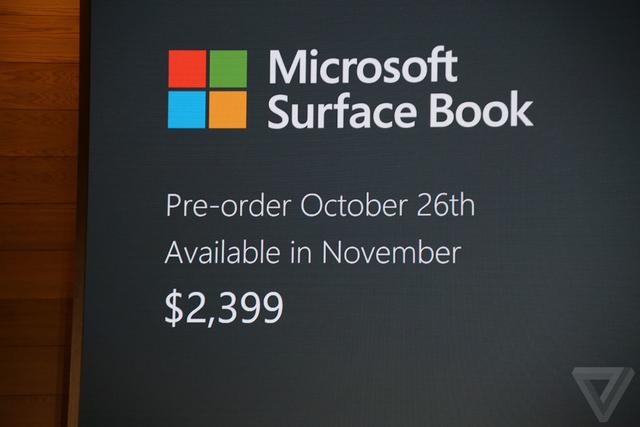 微软发新SurfaceBook i7处理器+16小时续航