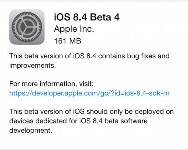 iOS 8.4 Beta 4发布 本月30日将推送正式版