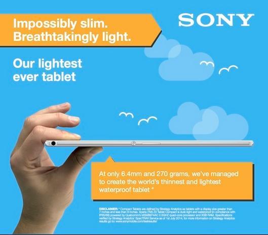 索尼Xperia Z3 Tablet Compact解读 支持三防