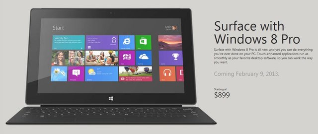 微软宣布surface pro将于2月9日北美开卖 5600元起售