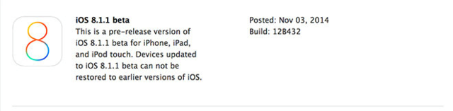 苹果再发iOS 8.1.1 Beta 修复多项系统bug