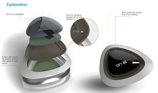 比手掌还小的概念空气净化器亮相 配LED状态显示屏