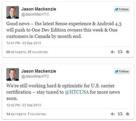 HTC One本周将获取安卓4.3升级 Sense将更新