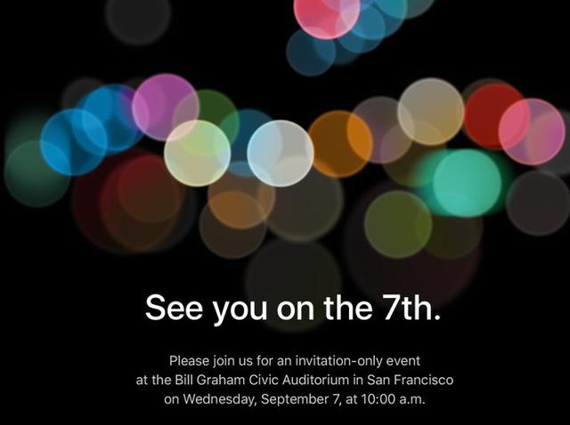 苹果发出邀请函 iPhone 7将于9月7日发布