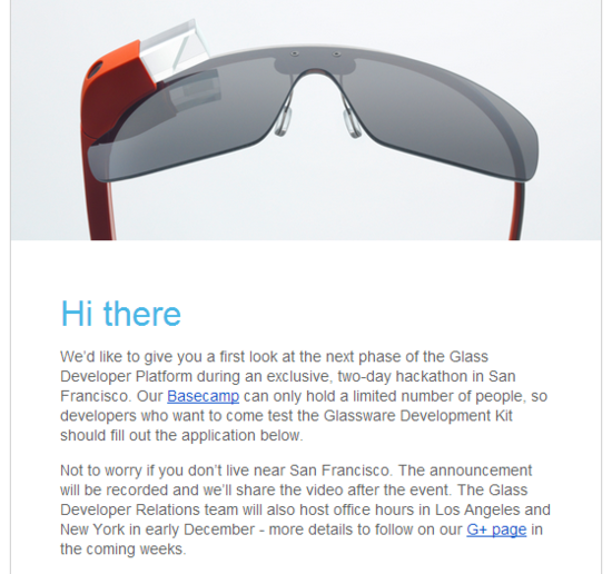 谷歌本月将展示谷歌眼镜SDK开发工具包